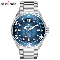 NORTH EDGE 316L Stainless Steel Case Solar Powered Diving Watch 180 Days Battery Life 46MM Screen Men Luxury Quartz Watch For Men 300M Waterproof Ceramic Bezel TRITON Men‘s Watch