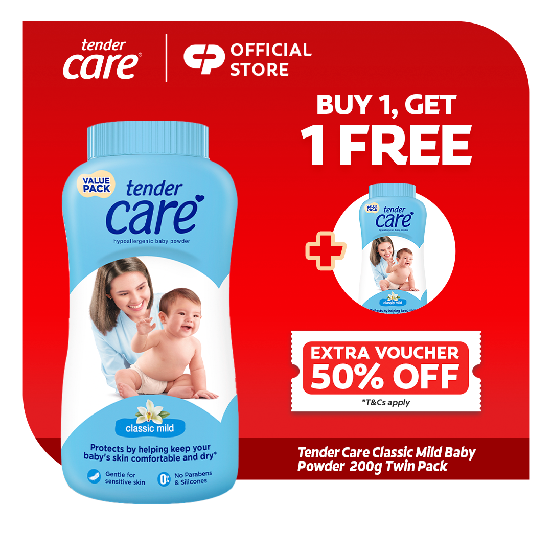 [BUY 1 FREE 1] Tender Care Classic Mild Baby Powder - Hypoallergenic & Dermatologically Tested 200g x2