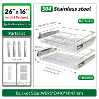 KEVE 304 Stainless Steel Pullout Basket for Kitchen Rack Pull Out Tray Dish Cabinet Dish Rack with Drainer