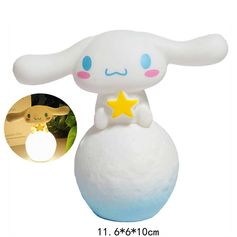 MAS GOODS Sanrio Night Lights Kawaii 3D Sanrio Moon Night Light Cinnamoroll Kuromi Melody Figure Cartoon LED Light Toy Kawaii Anime Bedside Lamp Cute Cinnamoroll My Melody Gifts
