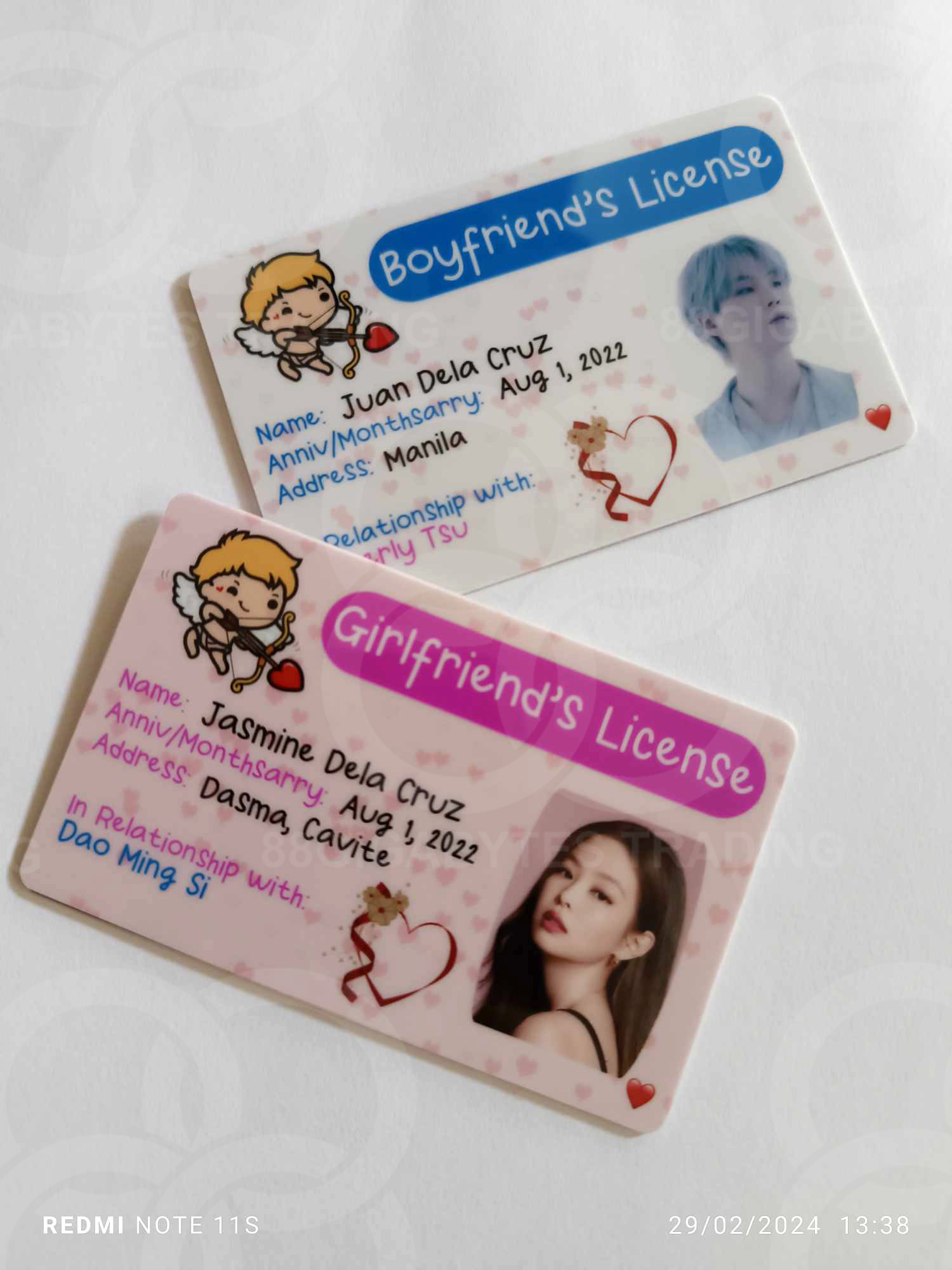 Girlfriend License Boyfriend License Couples Lovers Card Personalized
