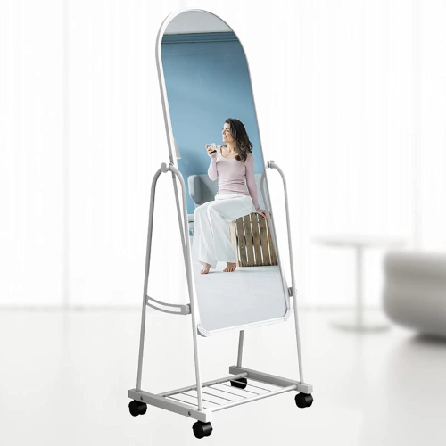 Best Seller | WHOLE BODY MIRROR WITH STAND | Movable Mirror | Full Length Mirror | Tall Mirror | Standing Mirror With Metal Frame | Tillable Mirror And Rollers | Stand Up Mirror For Home And Commercial Use | Metal Frame Decorative Dressing Floor Standing