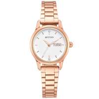 Titan  Rose Gold Stainless Steel Analog Quartz Watch For Women 2656WM01 TTN2656WM01