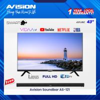 Avision 43 Inch Frameless Smart Digital FHD LED TV 43FL80C with SB-121 2.1 Soundbar Speaker