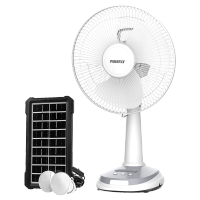 Firefly 12″ Rechargeable Desk Fan with Emergency Solar Panel and Lamps (FEL6116)