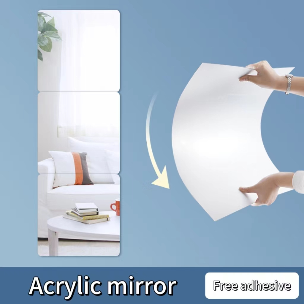16Pcs Square Plastic mirror Wall Mirror Bedroom Living Room HD Mirror Sticker Self Adhesive Acrylic DlY Mirror 30/20CM