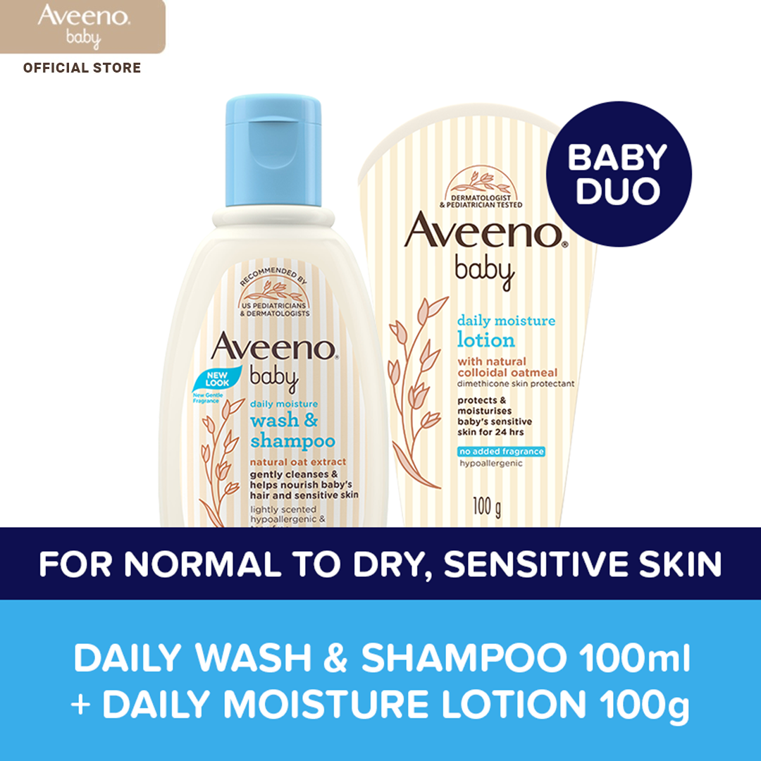 Aveeno Baby Daily Wash & Shampoo 100ml + Daily Moisture Lotion 100g