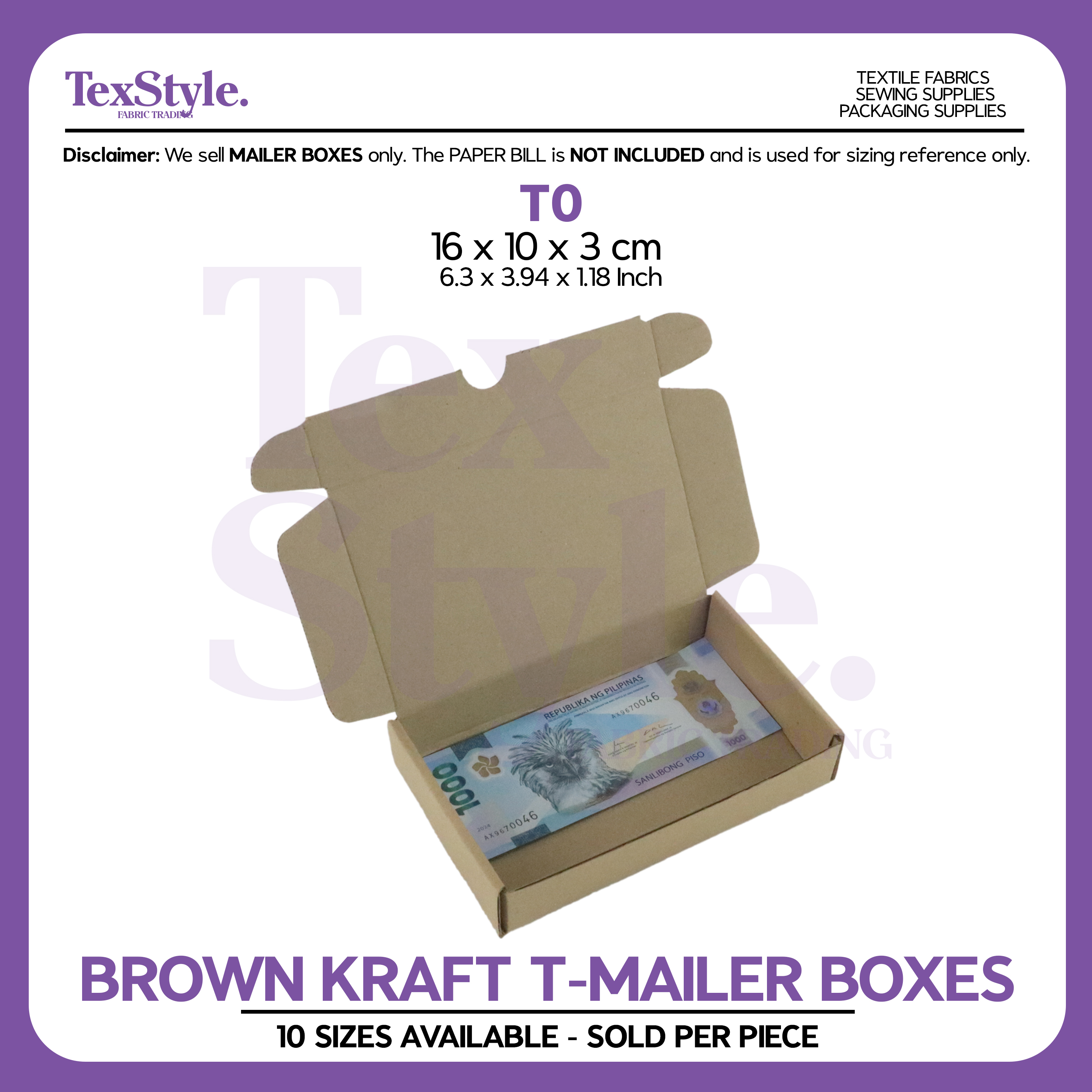 Textstyle T-Mailer Box Corrugated Mailer Brown Kraft Box Packaging Shipping box Gift Box - 8 Sizes