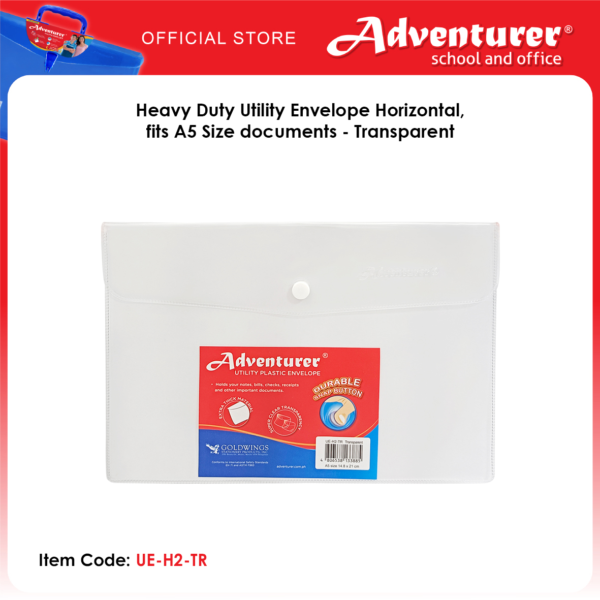 Adventurer Heavy Duty Utility Envelope Horizontal fits A5 Size documents