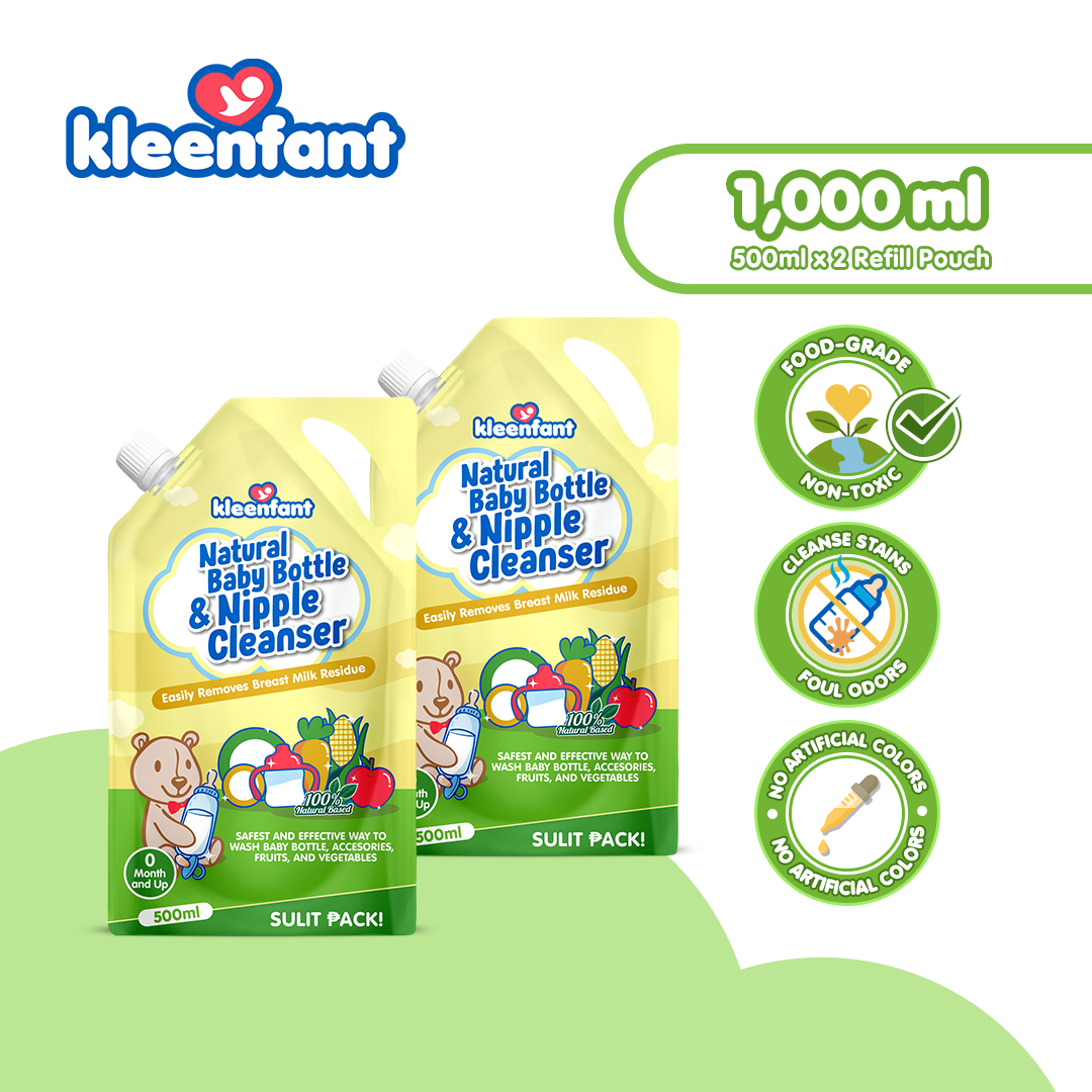 Kleenfant Natural Baby Bottle & Nipple Cleanser 500ml Bottle Pump Pack of 2 Feeding Bottle Cleaner