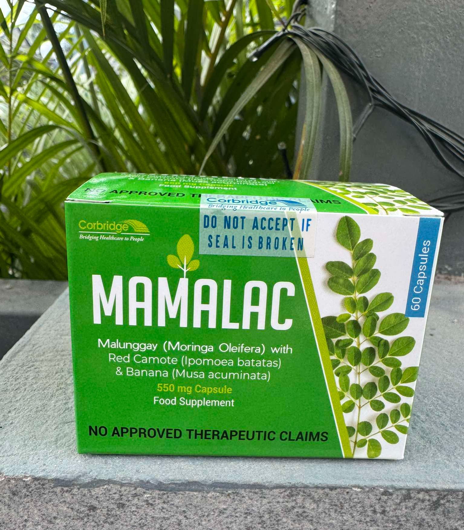 Mamalac (Malunggay with Red Camote & Banana) 550mg Capsule Food Supplement (60 capsules )