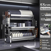 BMZAR 304 Stainless Dish Rack Kitchen Drainer Pates Organizer Storage Draining Racks Comes Tray