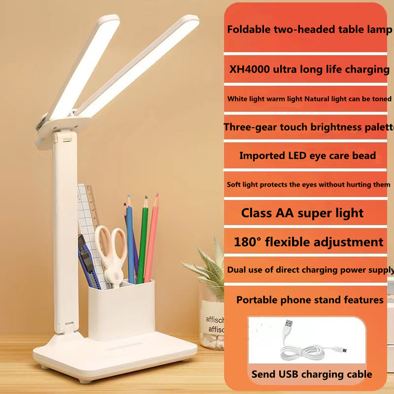 Xiaomi Led Table Desk Chargeable Lamp 3 Color Stepless Dimmable Touch Foldable Table Lamp Bedside Reading Eye Protection Night Light DC5V USB Chargeable