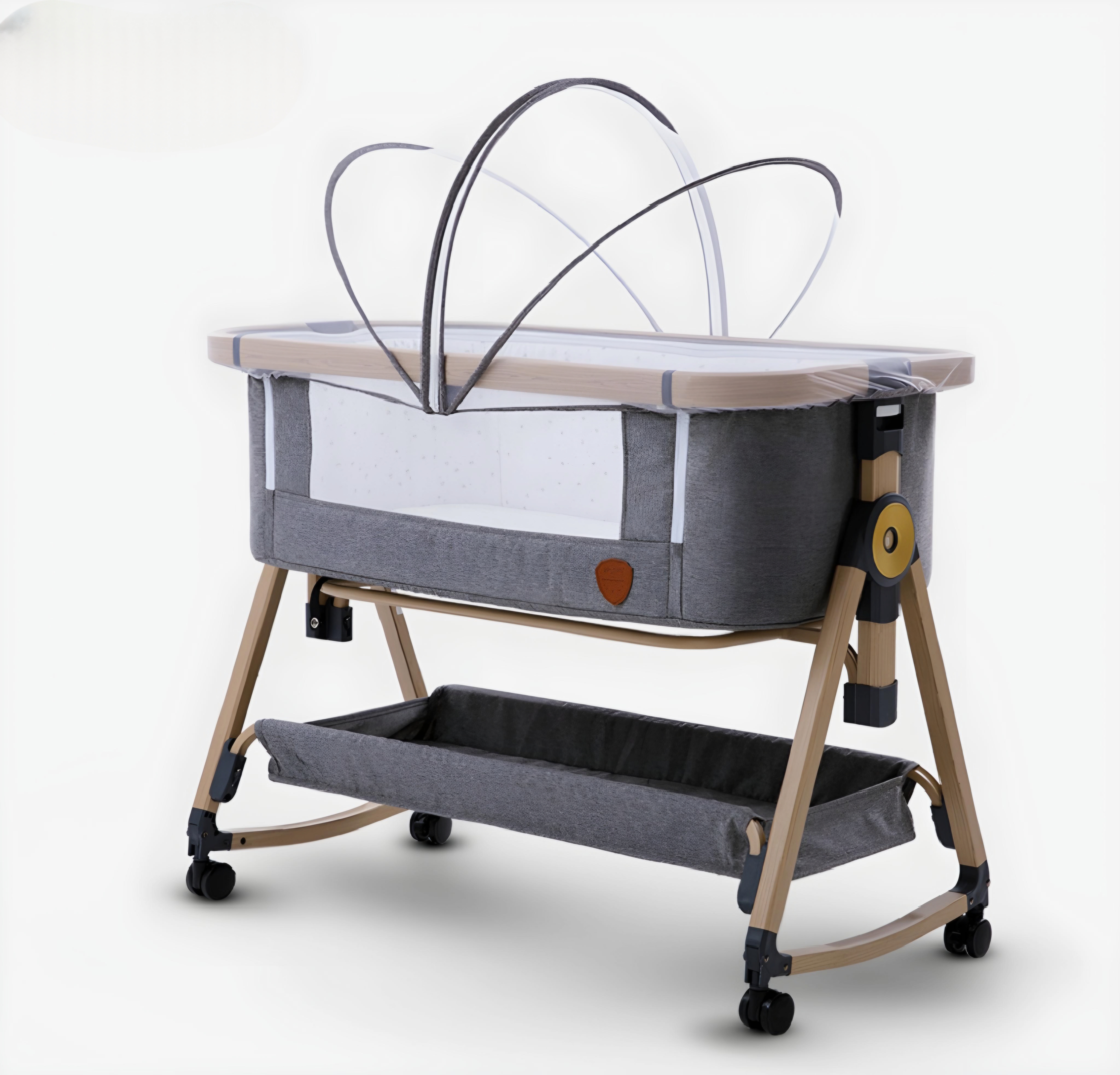 Mambo Portable High Quality Baby Crib Co Sleeper with Mattress Baby Bedside Crib Baby Rocker Bassinet Crib with Wheels Mattress and Mosquito Net