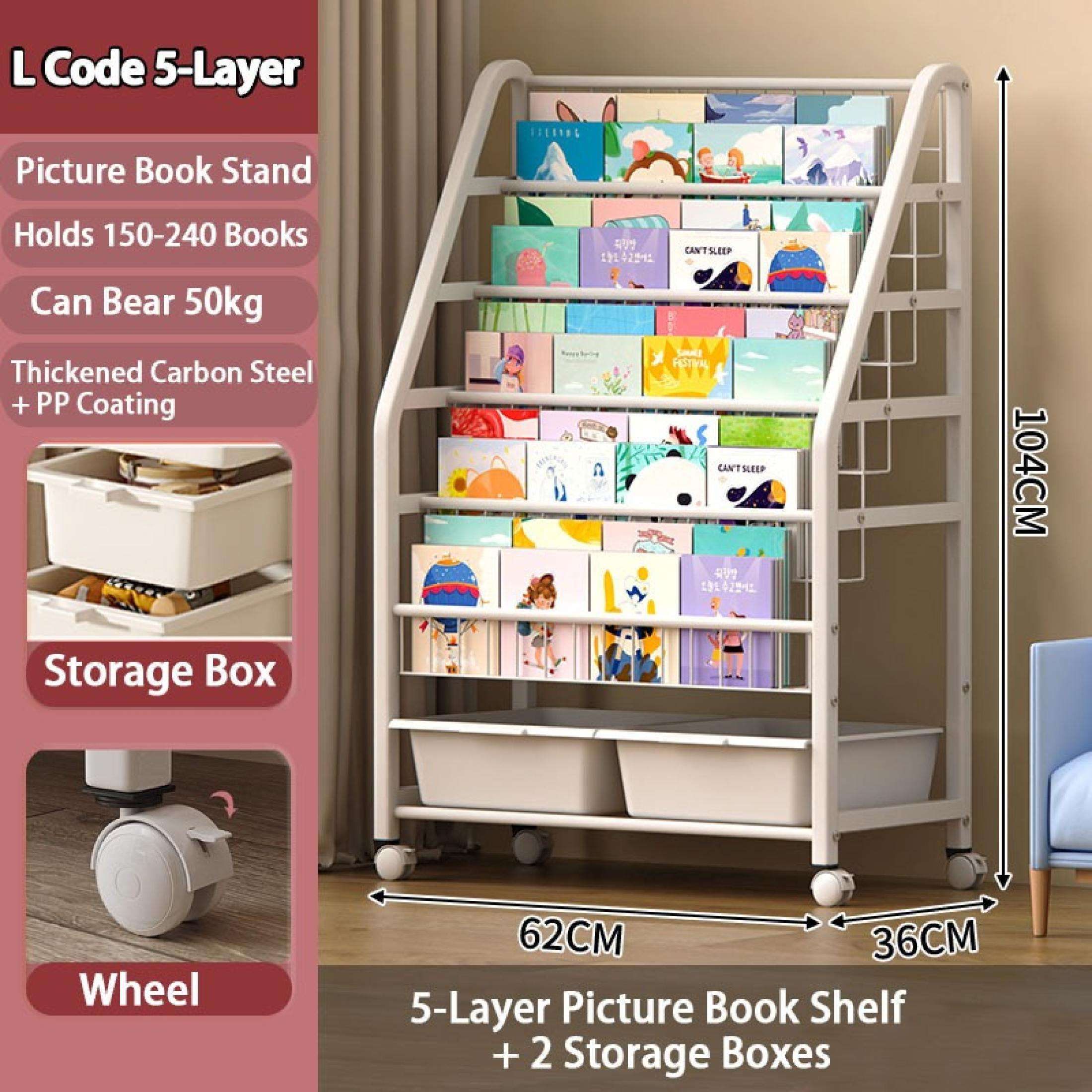Modern Kids Bookshelf & Toy Organizer Floor Standing with Shelves Baskets & Bins