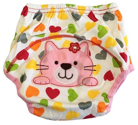 Washable Reusable Baby Training Pants – Pink Kitten Design Cloth Potty Training Underwear for Toddlers