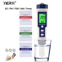 yieryi New 5-in-1 Water Quality Tester PH/EC (Conductivity) /TDS (ppm) /Salinity (ppt) /Temp tester Horticulture Waterproof