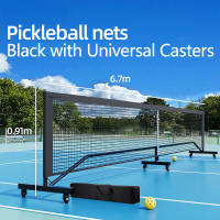 22FT Pickleball Net Set Movable Pickleball Net System with Lockable Universal Casters Easy Installation