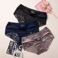 ECMLN 3PCS Womens Lace Ice Silk Panties Seamless Briefs Underwear Panties
