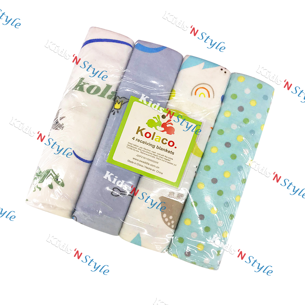 4 Pack Cotton Flannel Receiving Baby Blanket for Newborn Infant and Toddler Baby