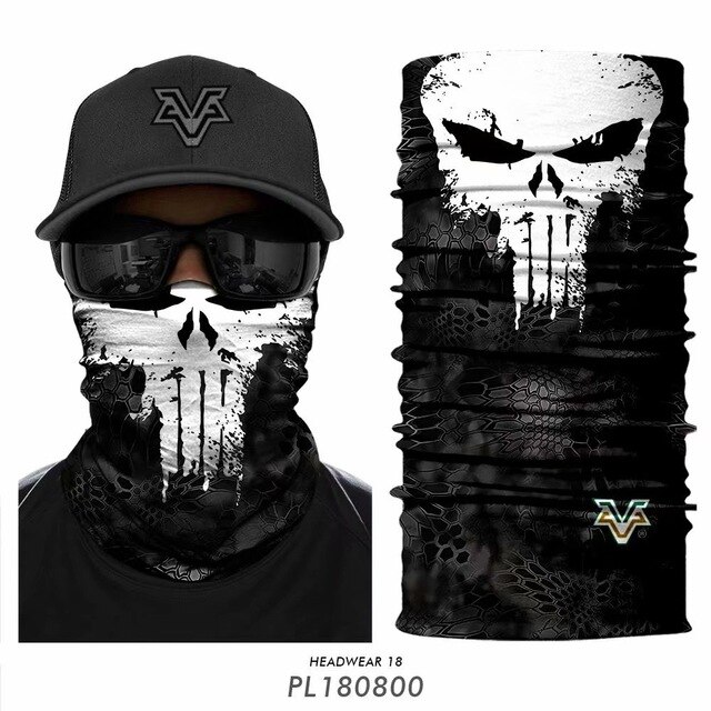 3D Punisher Bandanas Mask Buffs Motorcycle Neck Gaiter Cycling Face Mask Protective Headband Hiking Scarf Face Shield Balaclava