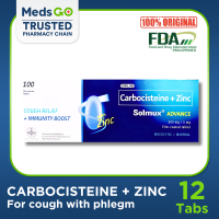 SOLMUX ADVANCE with Zinc - 12 Tablets | Cough Relief + Immunity Boost