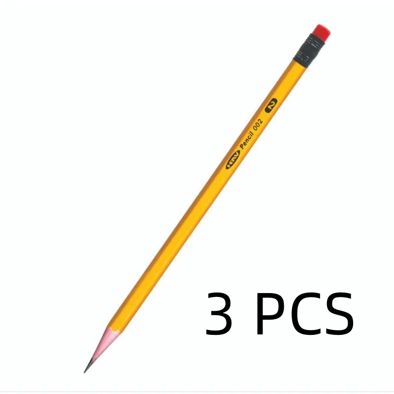 MAS GOODS Original 3/6/12pcs HBW pencil #002 yellow pencil W/eraser lapis buy 12pcs free 1pcs Pencil sharpener