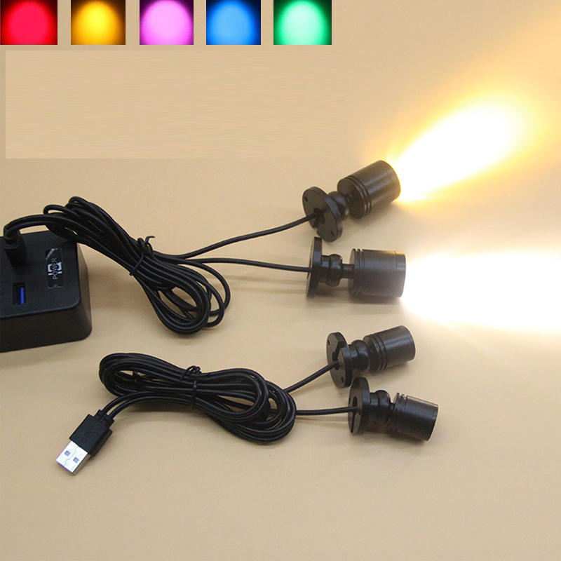 Led USB Spotlight 3W DC5V Jewelry Cabinet Showcase Counter Lamp Surface Mounted Ceiling Mini Spot Light Switch 2 in One