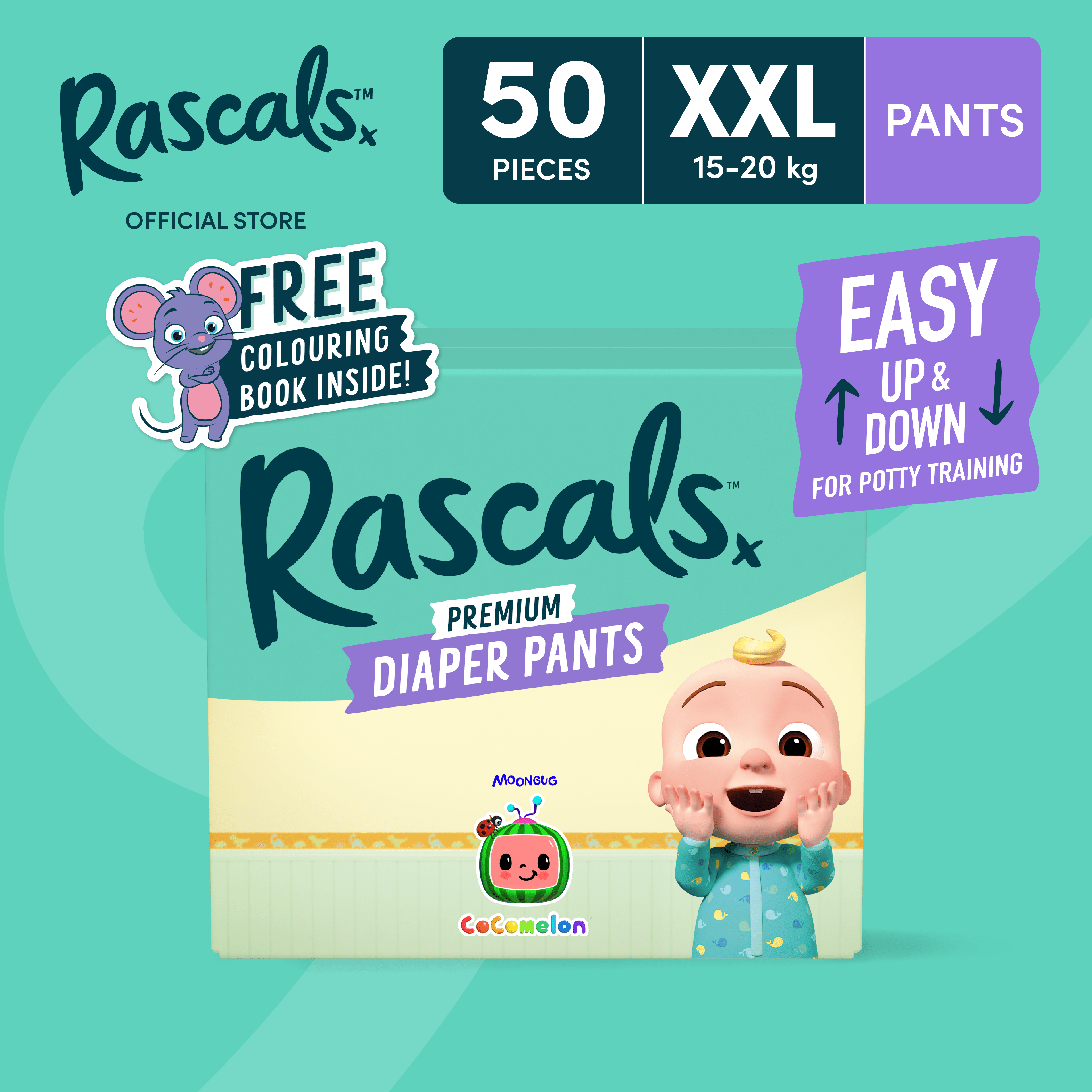 RASCAL + FRIENDS CoComelon Edition - Pants XXL 50pcs with FREE Collectible Stickers inside (Promo Box)