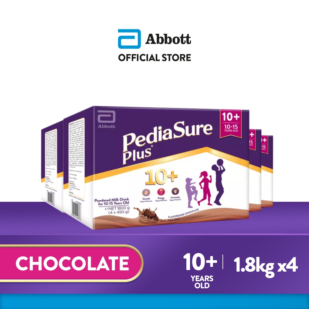 Pediasure Plus 10+ Chocolate 1.8kg Bundle of 4 for Adolescents 10-15 Years Old Powdered Milk (7.2kg)