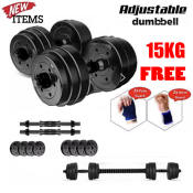 15kg Dumbbell Set with Long Bar and Free WristGuard