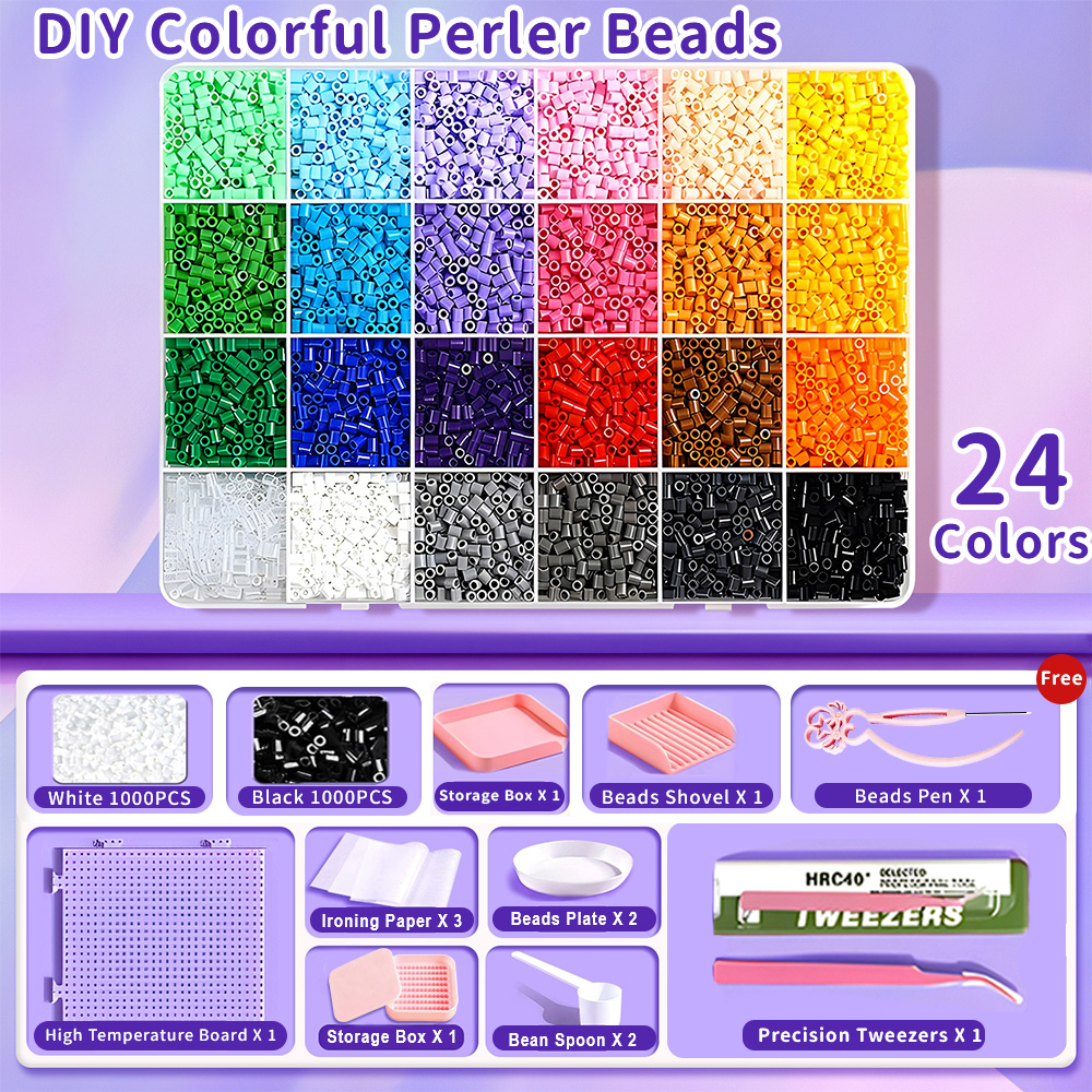 DIY 14000 PCS Perler Beads Fuse Beads Kit DIY for Kids Adults 3D Puzzle Set Toy 5mm 2.6mm