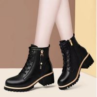 2025 NEW Korean Style Soft leather martin boots womens motorcycle ankle boots single boots