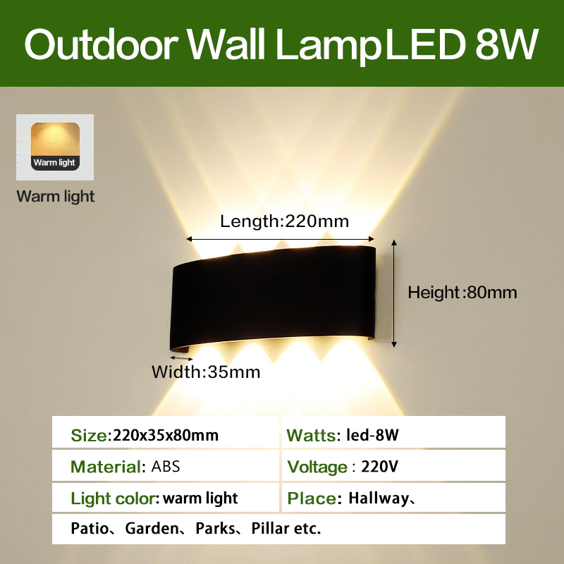 Wall Light Outdoor Waterproof modern design Ip65 12W Up and Down Lighting Led Warm White Lamp