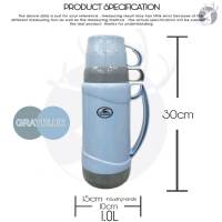PLASTIC THERMOS POT 1.0L HANDY POT PLASTIC VACUUM FLASK 1.1L DOUBLE CUPS FULLY INSULATED THERMOS BOTTLE THERMAL FLASKS THERMAL CONTAINER