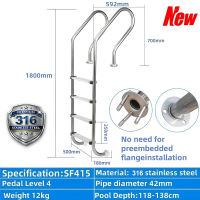 Swimming Pool Ladder 2/3/4 Steps Heavy Duty Non Slip Anti Skid 316 Stainless Steel Pool Equipment Household Safety Launch Ladder Handrail Commercial Ladder