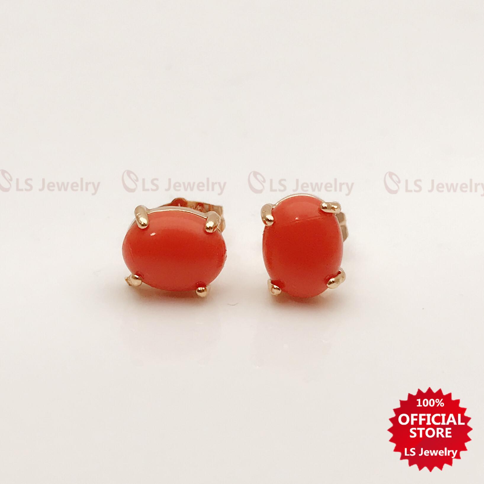 LSjewelry Lucky Charms  Coral Stainless Gold-Plated Earing