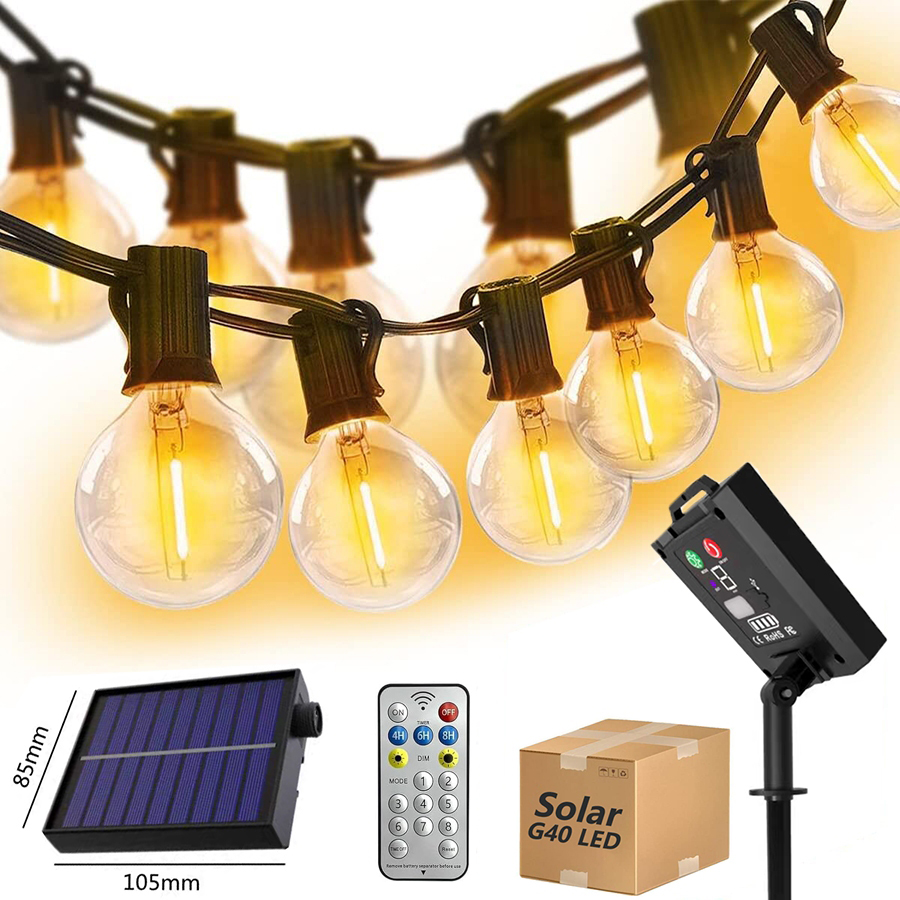 20m/15m 42 Bulbs Solar String Light Outdoor Waterproof ST38 Patio Fairy Lights Solar Powered Outdoor Lights for Backyard Christmas Party Decor Lights