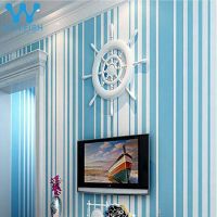 WANFISH blue stripes 3d wallpaper design 10mx45cm pvc self-adhesive waterproof wall sticker for bathroom kitchen bedroom living room