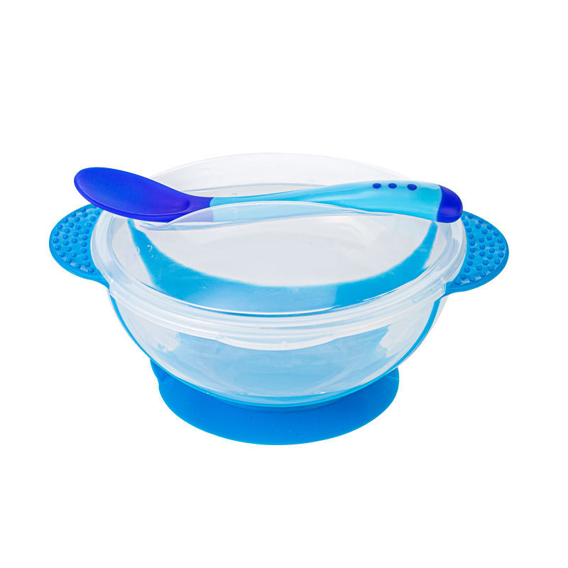 Baby Silicone Bowl With Suction Temperature Sensitive Feeding Spoon Tableware Set BPA Free