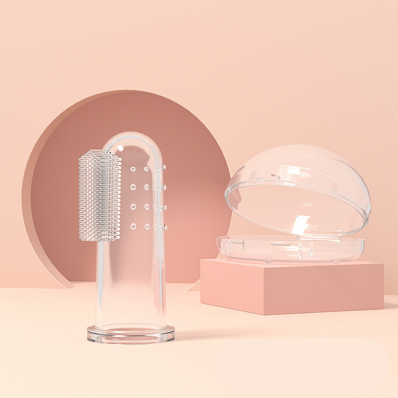 Baby Pro Premium Baby Finger Brush Soft Silicone Oral Care 360-degree wrapping gentle bristles finger fit pastel colors