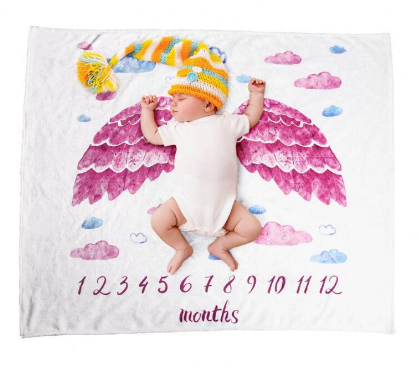 tbx3349 Shop {Ready}Newborn Baby Monthly Growth Milestone Blanket Photography Blanket For Baby Stroller Bedding Swaddle Wrapping CLothes Cotton Swaddle Soft Blanket