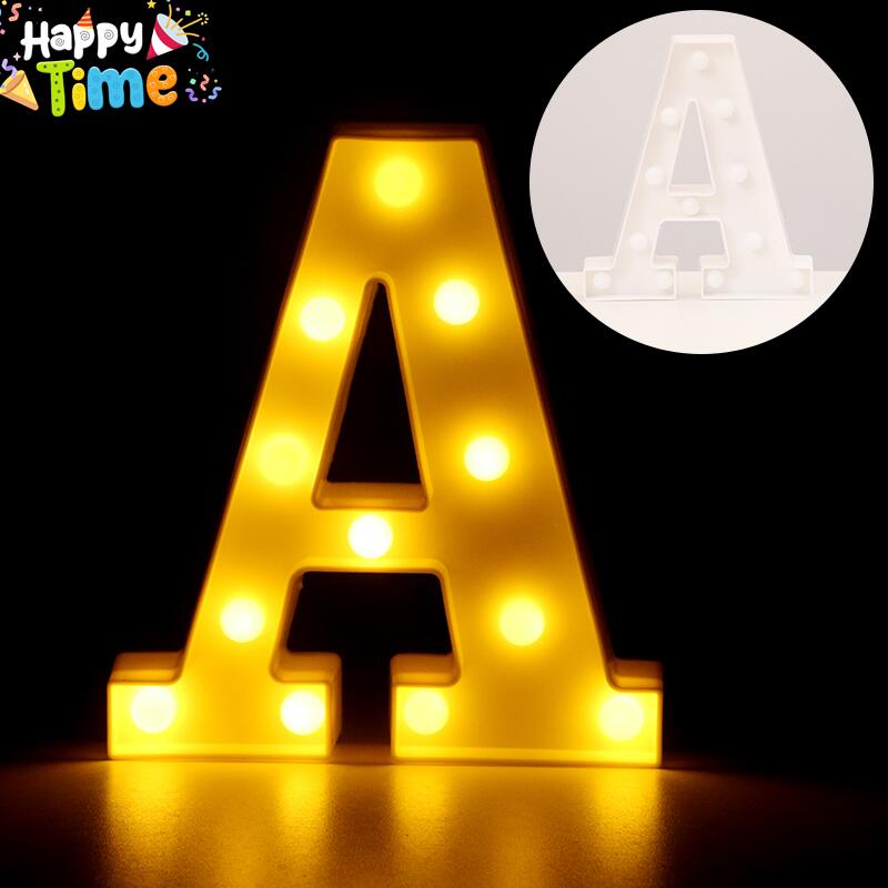 Happy Time Letters LED Lights DIY Symbol Sign Heart Name Light Romantic Proposal Home Decor Luminous Number Lamp Night Light For Wedding Birthday Christmas Ornament Alphabet 3D Letters With Light Valentines Gift Ideas Party Decorations Set