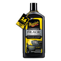 Meguiar’s Ultimate Black Plastic Restorer – Long-Lasting Car Trim Restorer for Exterior Plastic Vinyl & Rubber – Premium Plastic Restorer for Cars with Faded Black Trim Leaves a Dark Shine 16 oz