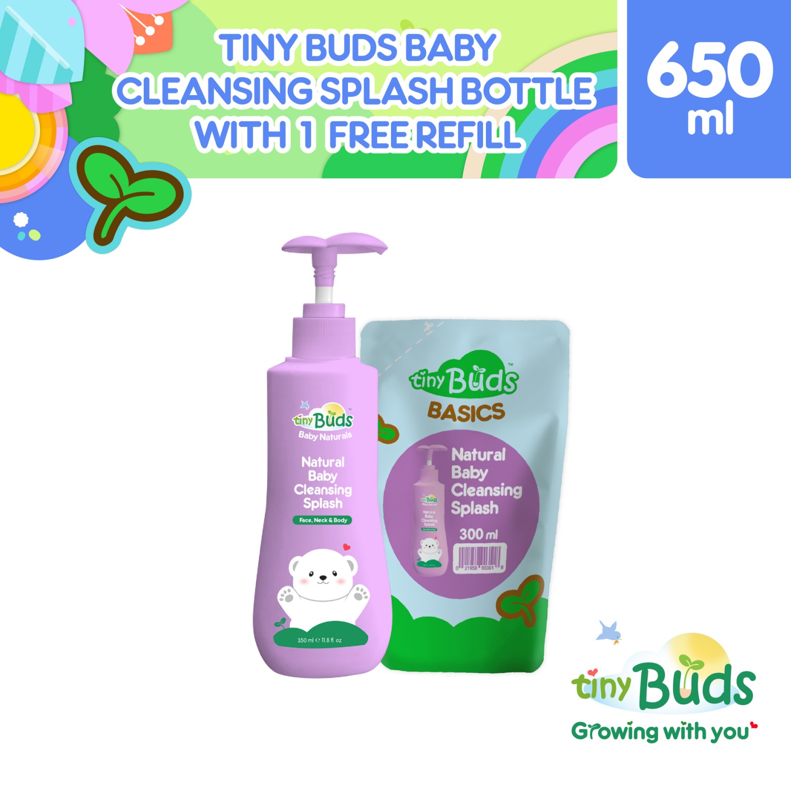 Tiny Buds Baby Cleansing Splash Bottle with 1 FREE REFILL