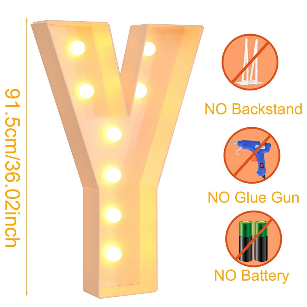 91.5cm A-Z Light Up Letter Large Alphabet Frame Balloon Filling Box Giant Letters With Led Light Photoshoot Background