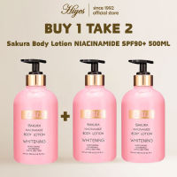 HIYES【BUY 1 TAKE 2】500ML Sakura Body Lotion NIACINAMIDE SPF90+ Whitening Lotion Moisturizing Nourishing