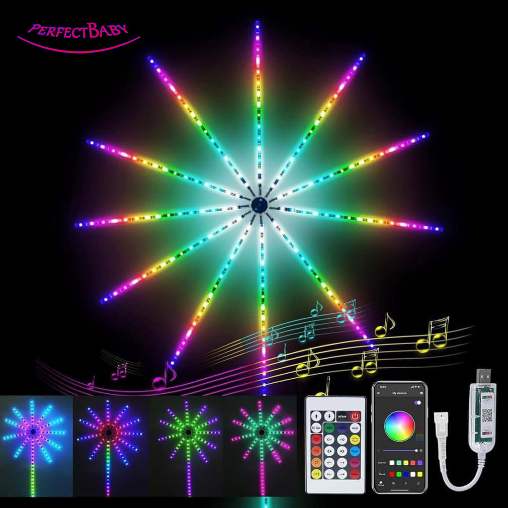 Smart Firework Lights - Music Sound Sync with APP Remote Control 180 Strip Lights for Christmas