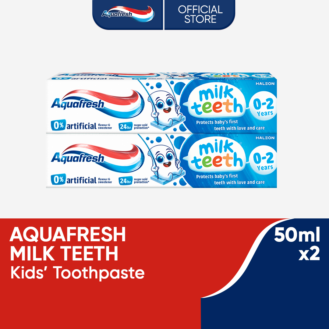 Aquafresh Milk Teeth Kids Toothpaste 0-2 Years Old 50ml Twin Pack