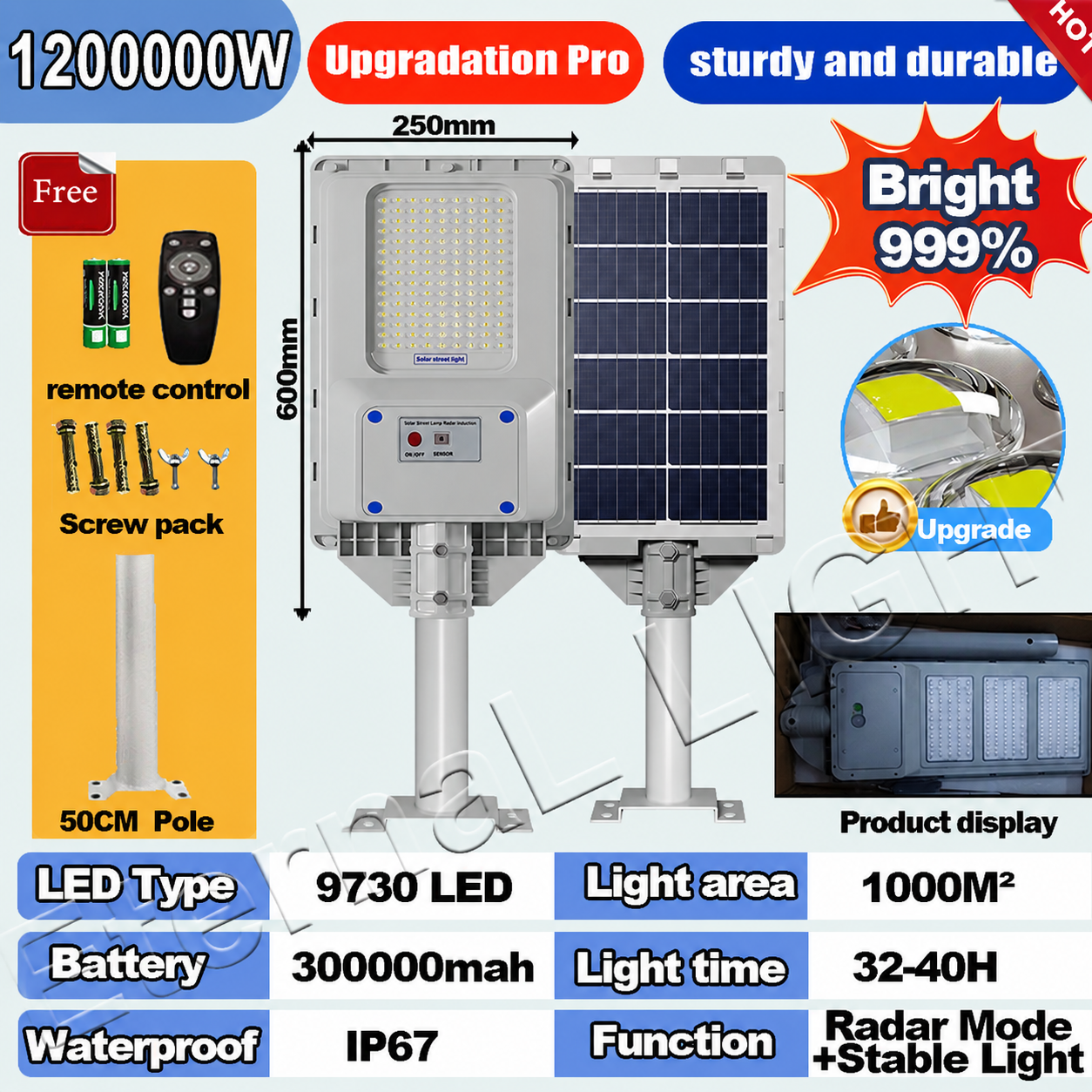 【BUY1 TAKE1】Solar Street Light Outdoor Waterproof IP67 800000W 1200000W 1600000W 2000000W LED outdoor heavy duty safe wires auto-sensing outdoor lamp remote control waterproof flood light suitable for yard fence garden terrace front door shed deck Lumen